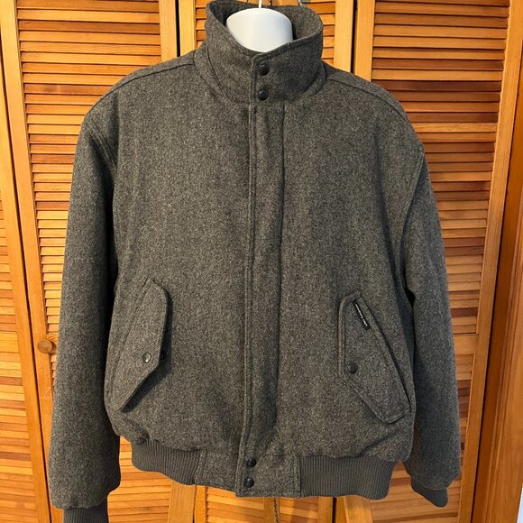 VTG. MEMBERS ONLY MEN'S SZ 46 100% HEAVY WOOL BOMBER JACKET - MADE IN HONG KONG - Picture 1 of 14